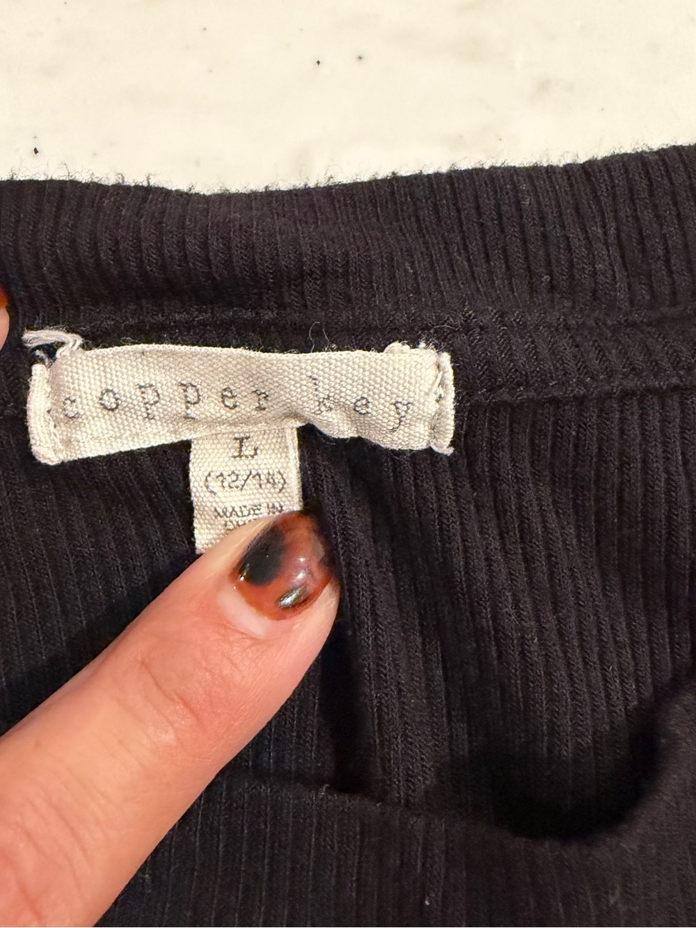 Copper Key Black Ribbed Long-Sleeve Top - Picture 2 of 2